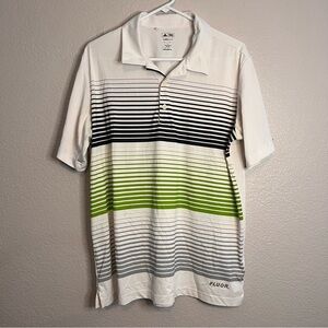 Adidas Golf Climate Men's Polo with White, Black, and Green Stripes size Large